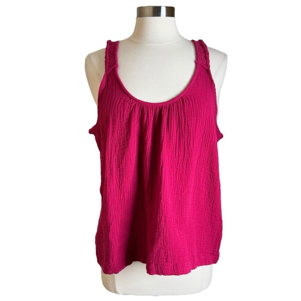 Sundance Kaelie Ruffle Camisole Cotton Tank Top Vibrant Pink Women's Size XL